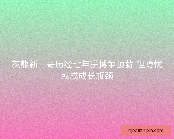 灰熊新一哥历经七年拼搏争顶薪 但隐忧或成成长瓶颈